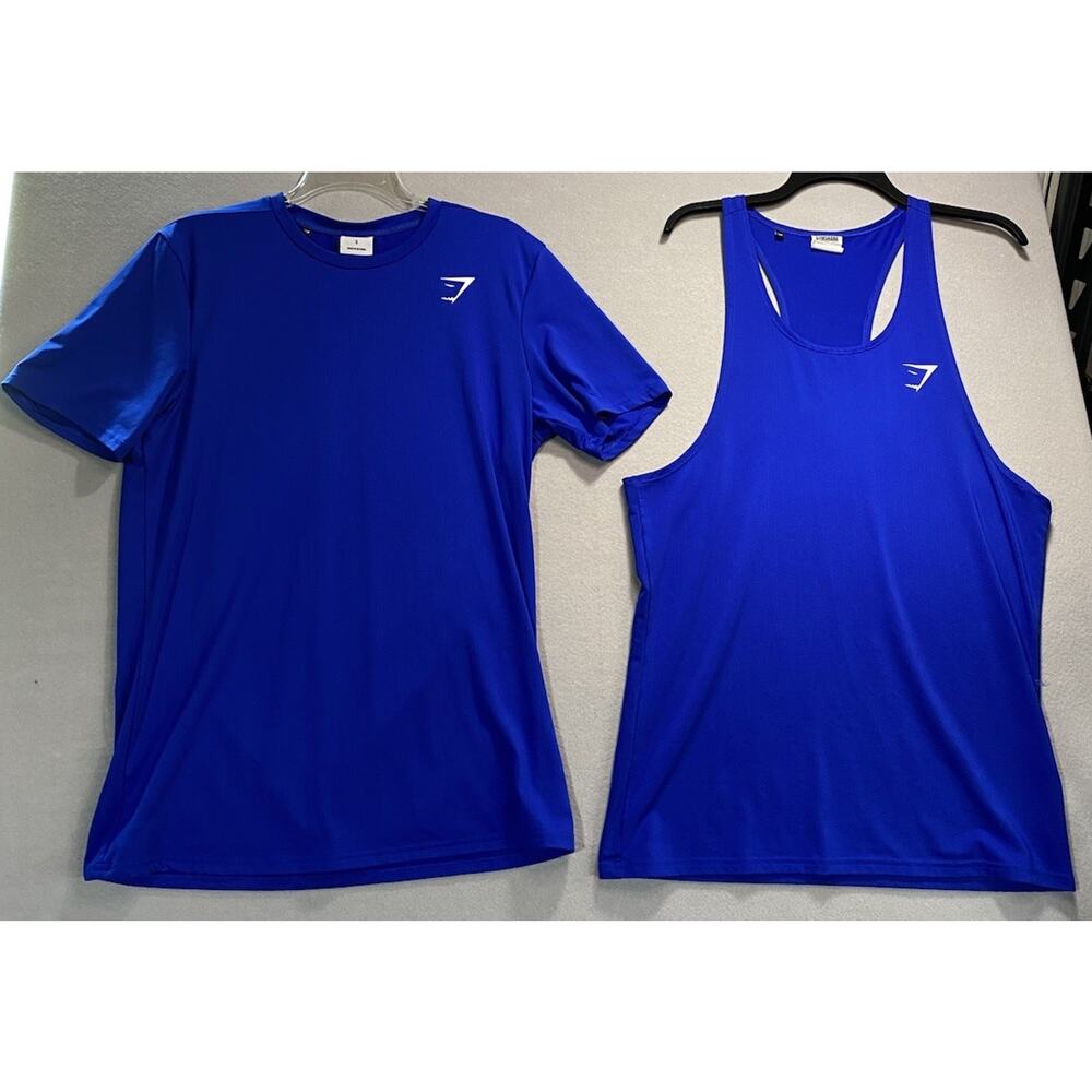 Gymshark Tank Top & T-Shirt Mens Small Blue Stringer Racerback Gym Workout